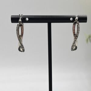 SLC Designer Sterling Sterling 925 Twisted Pave Diamond‎ Elegant Hoop Earrings